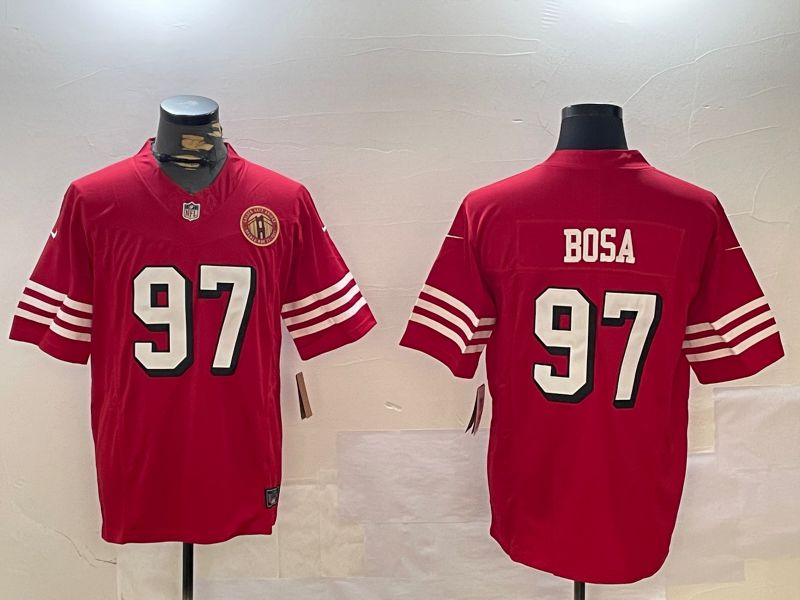 Men San Francisco 49ers #97 Bosa Red three generations 2024 Nike Limited NFL Jersey style 9->->